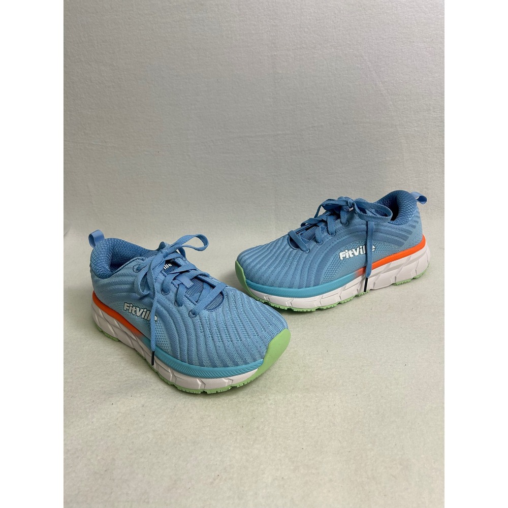 Athletic FitVille Womens 9W Light Blue Wide Road Running Recovery Shoes